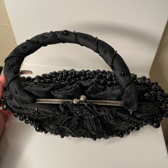 Far Nine Vintage Hand Beaded Black Clutch - Picture 3 of 5